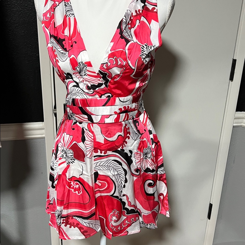 Vibrant Pink and White Floral Jumpsuit